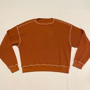 Fin & Vince Rust Waffle Knit Thermal Top XL 100% Organic Cotton Sustainable